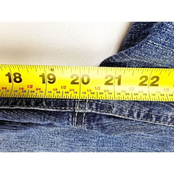 Angels Jeans Size 13 Juniors Women's Blue Cropped Capri Ramie Blend Logo Denim - Picture 6 of 11